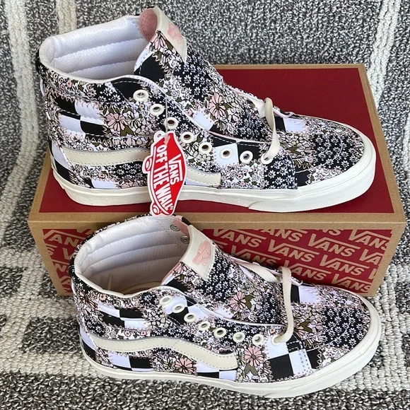 Vans Sk8-Hi Patchwork Floral Multi Marshmallow Pink MENS - Picture 3 of 16
